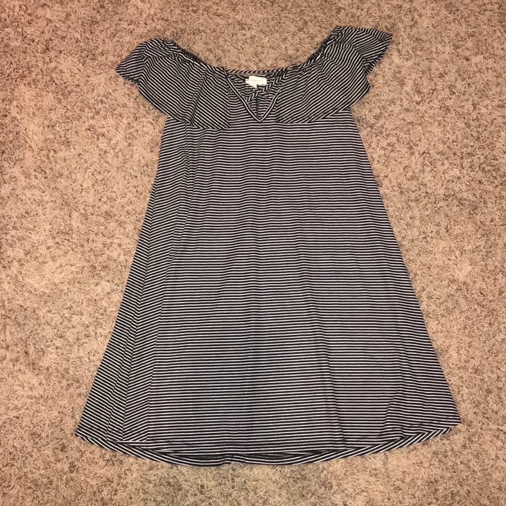 Black and White Stripped, Off the Shoulder Dress